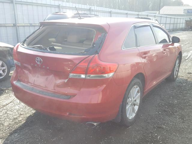 4T3ZA3BBXAU036697 - 2010 TOYOTA VENZA BASE RED photo 4