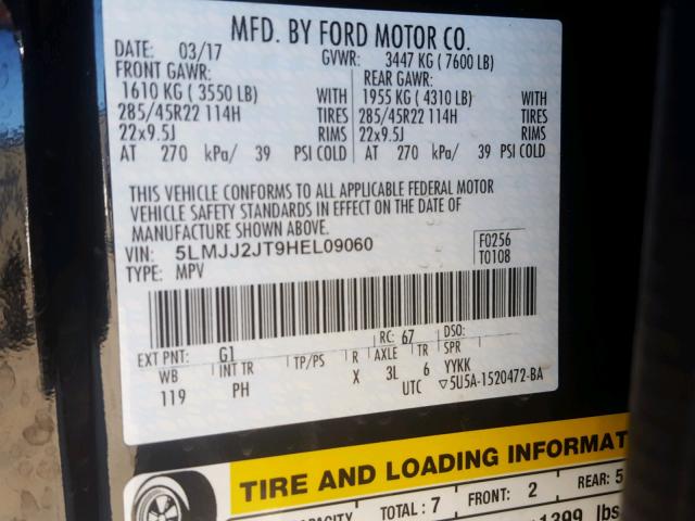 5LMJJ2JT9HEL09060 - 2017 LINCOLN NAVIGATOR 黑色 照片 10