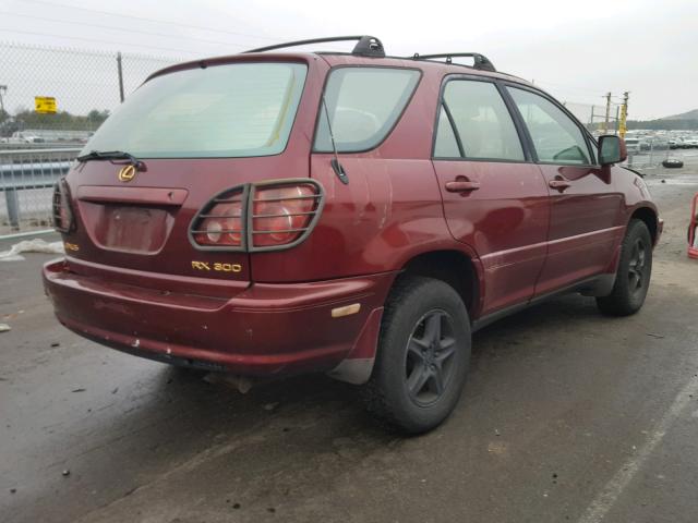 JT6HF10U2X0030354 - 1999 LEXUS RX 300 BURGUNDY photo 4