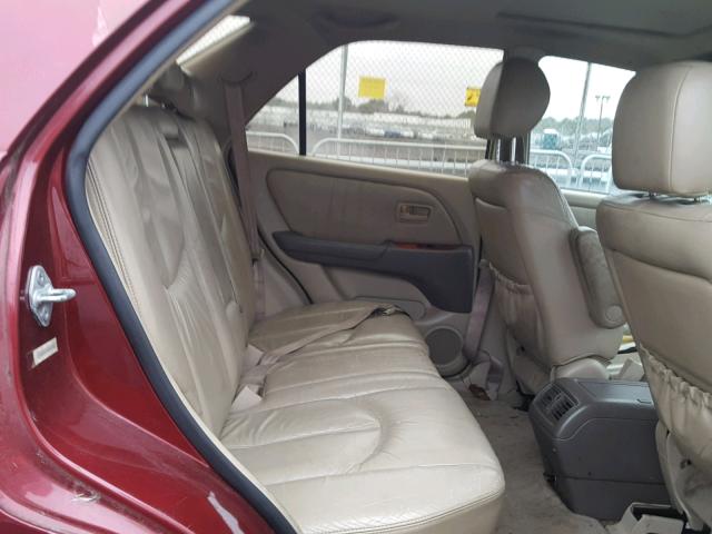 JT6HF10U2X0030354 - 1999 LEXUS RX 300 BURGUNDY photo 6