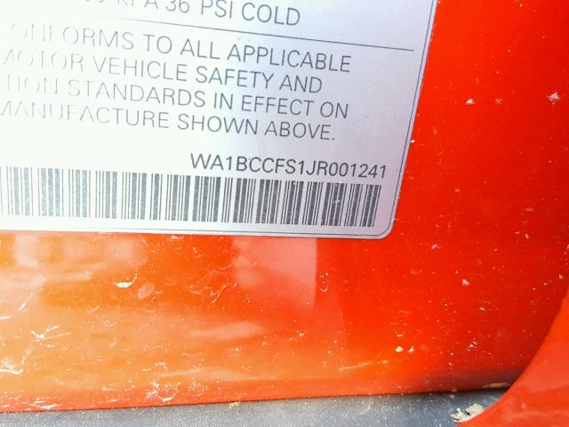 WA1BCCFS1JR001241 - 2018 AUDI Q3 PREMIUM RED photo 10