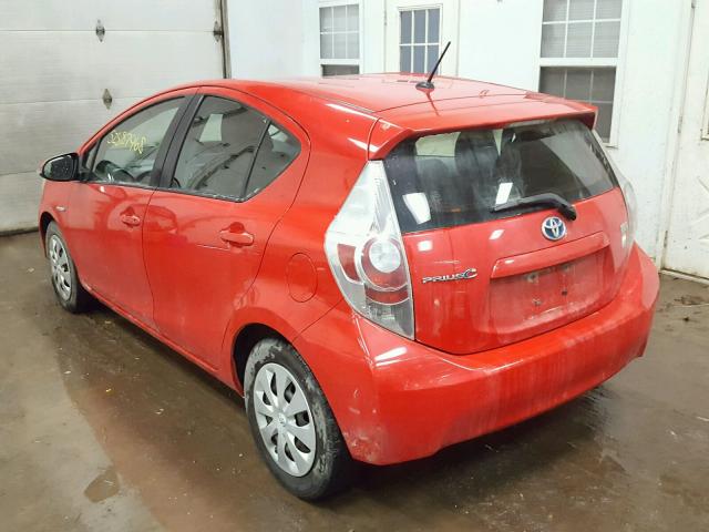 JTDKDTB36D1535081 - 2013 TOYOTA PRIUS C RED photo 3