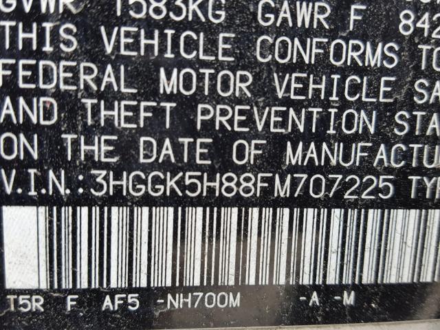 3HGGK5H88FM707225 - 2015 HONDA FIT EX SILVER photo 10