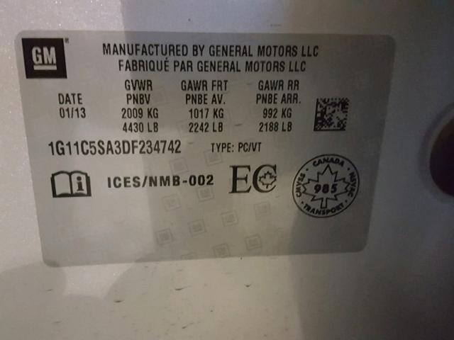 1G11C5SA3DF234742 - 2013 CHEVROLET MALIBU 1LT SILVER photo 10