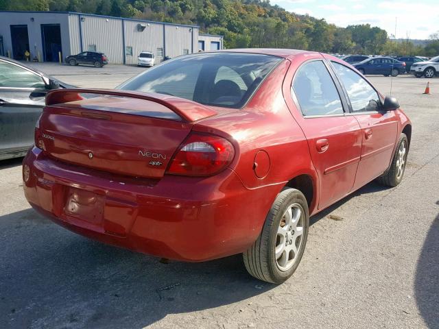 1B3ES56C15D281659 - 2005 DODGE NEON SXT RED photo 4