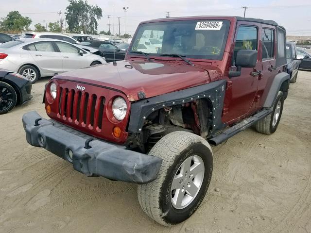 1J4GA39147L140919 - 2007 JEEP WRANGLER X BURGUNDY photo 2