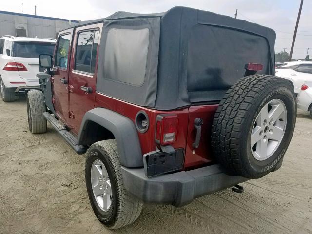 1J4GA39147L140919 - 2007 JEEP WRANGLER X BURGUNDY photo 3