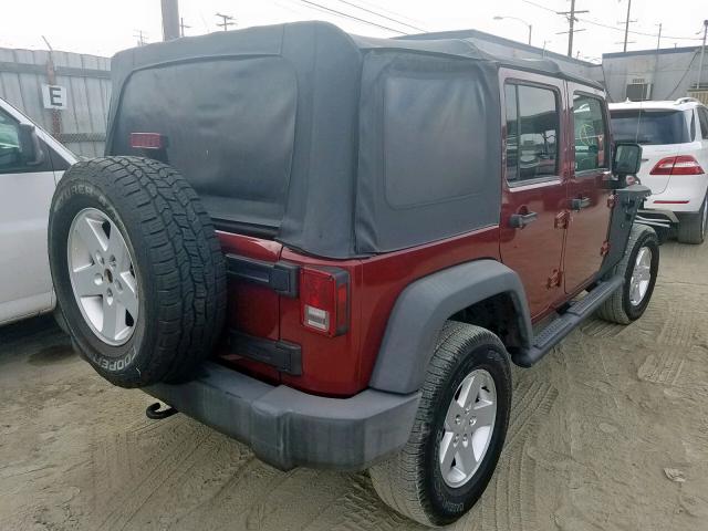 1J4GA39147L140919 - 2007 JEEP WRANGLER X BURGUNDY photo 4