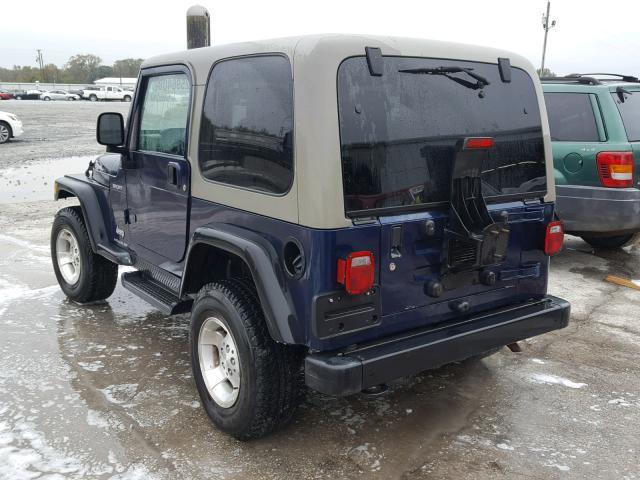 1J4FA49S33P311771 - 2003 JEEP WRANGLER / BLUE photo 3