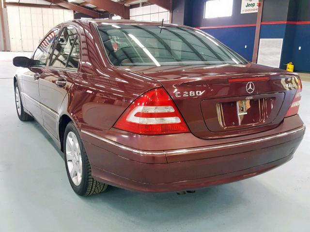 WDBRF92H66F769586 - 2006 MERCEDES-BENZ C 280 4MAT BURGUNDY photo 3