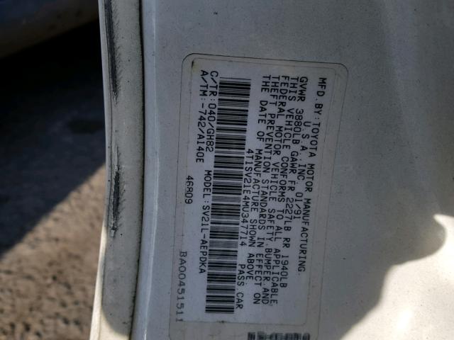 4T1SV21E4MU347714 - 1991 TOYOTA CAMRY DLX 白色 照片 10