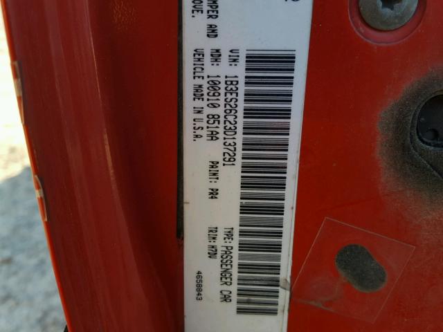 1B3ES26C23D137291 - 2003 DODGE NEON SE RED photo 10