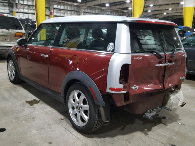 WMWML335X8TN68362 - 2008 MINI COOPER CLU MAROON photo 3