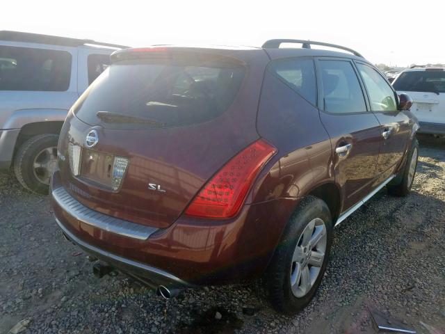 JN8AZ08T96W420312 - 2006 NISSAN MURANO BURGUNDY photo 4