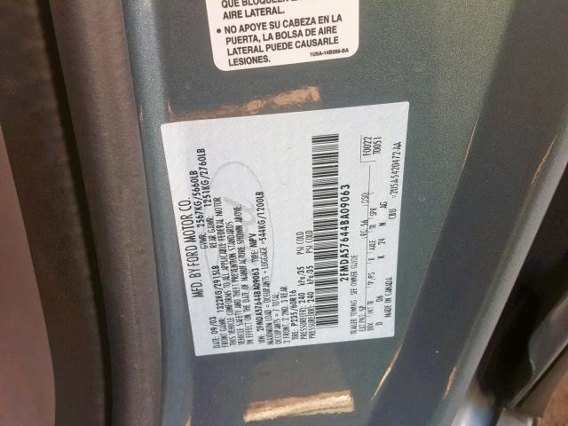 2FMDA57644BA09063 - 2004 FORD FREESTAR S BLUE photo 10