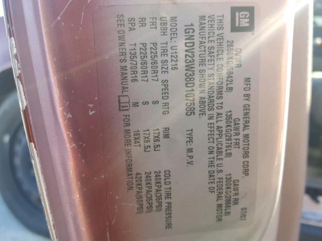 1GNDV23W38D107585 - 2008 CHEVROLET UPLANDER L 勃艮第红 照片 10