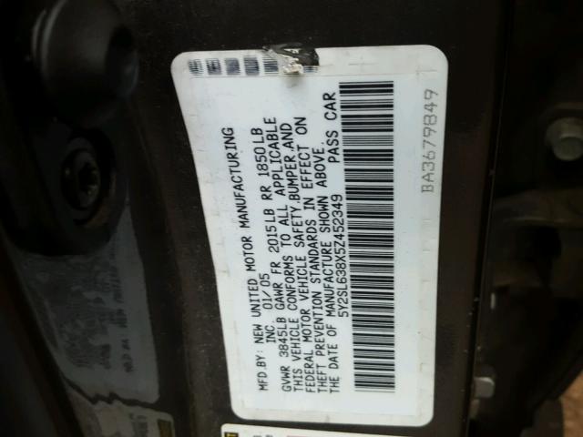 5Y2SL638X5Z452349 - 2005 PONTIAC VIBE GRAY photo 10