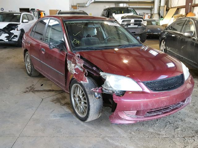 2HGES15385H011535 - 2005 HONDA CIVIC DX V BURGUNDY photo 1