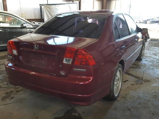 2HGES15385H011535 - 2005 HONDA CIVIC DX V BURGUNDY photo 4