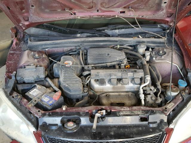 2HGES15385H011535 - 2005 HONDA CIVIC DX V BURGUNDY photo 7