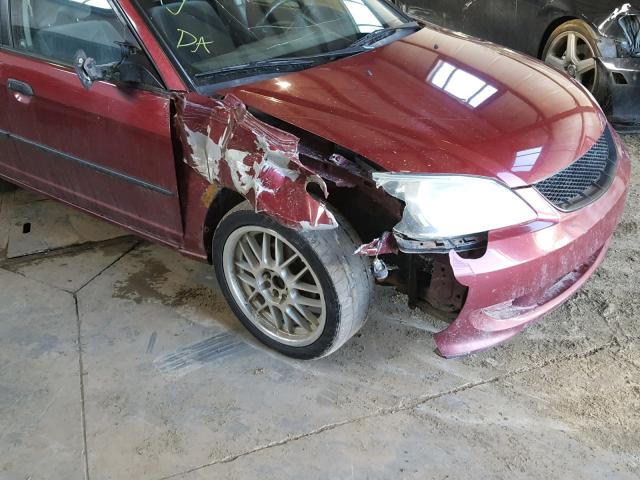 2HGES15385H011535 - 2005 HONDA CIVIC DX V BURGUNDY photo 9