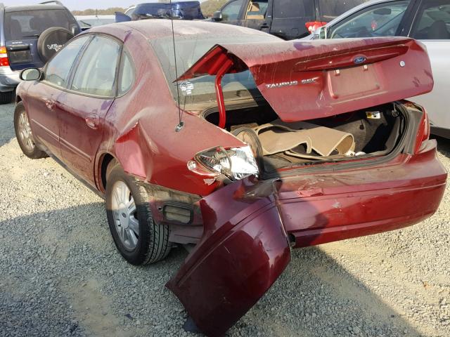 1FAFP56U25A266754 - 2005 FORD TAURUS SEL MAROON photo 3