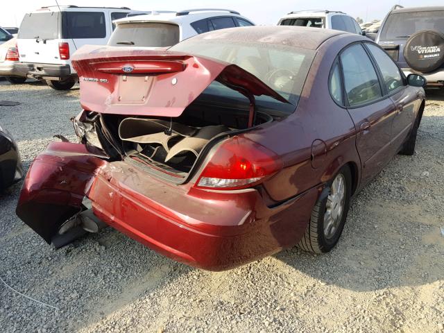 1FAFP56U25A266754 - 2005 FORD TAURUS SEL MAROON photo 4