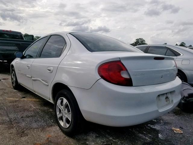 1B3ES46C4YD655180 - 2000 DODGE NEON WHITE photo 3