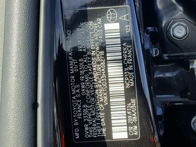 VNKKTUD33HA082718 - 2017 TOYOTA YARIS L BLACK photo 10