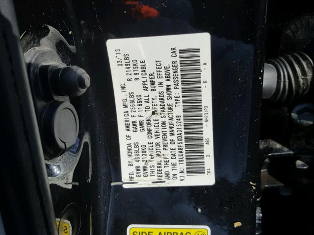 19UUA8F5XDA015249 - 2013 ACURA TL TECH BLACK photo 10