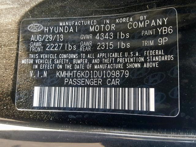 KMHHT6KD1DU109879 - 2013 HYUNDAI GENESIS CO BLACK photo 10