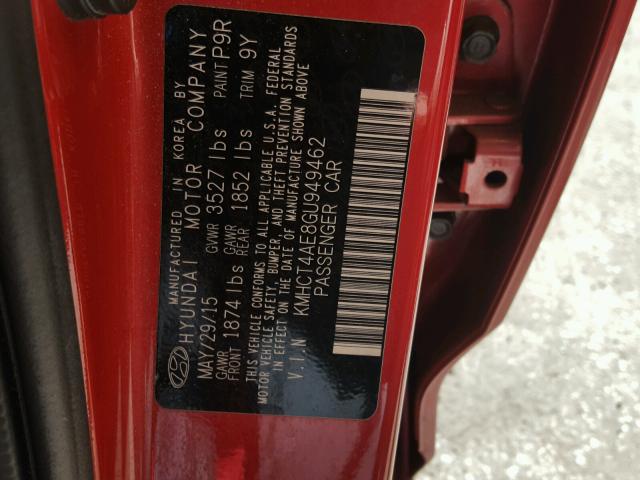 KMHCT4AE8GU949462 - 2016 HYUNDAI ACCENT SE RED photo 10