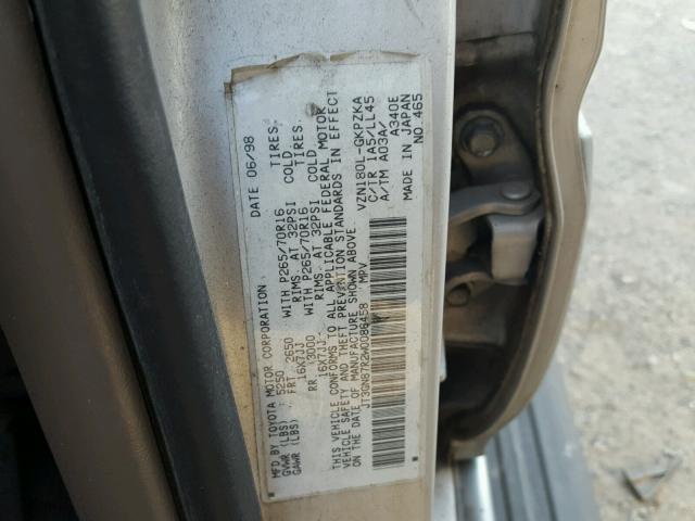 JT3GN87R2W0086458 - 1998 TOYOTA 4RUNNER LI GRAY photo 10