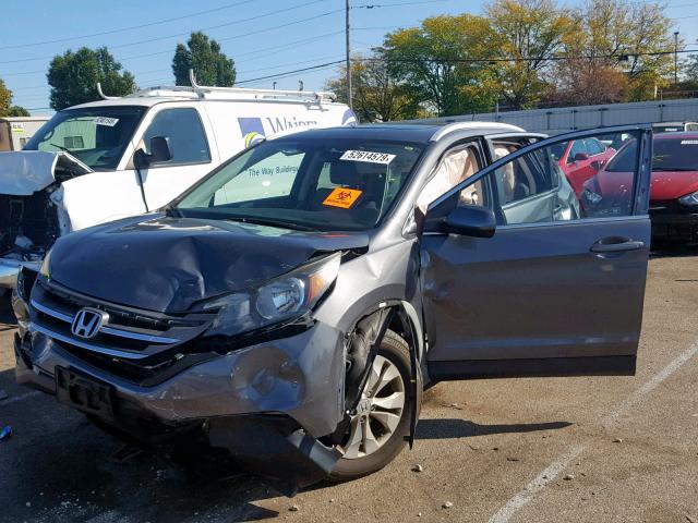 5J6RM4H7XCL023710 - 2012 HONDA CR-V EXL GRAY photo 2