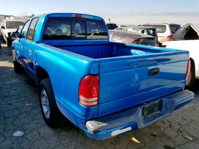 1B7HL2AX31S256317 - 2001 DODGE DAKOTA QUA BLUE photo 3