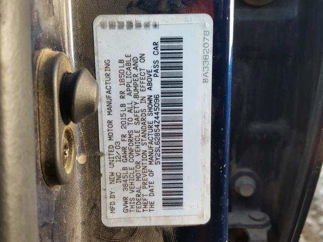 5Y2SL62854Z445096 - 2004 PONTIAC VIBE BLUE photo 10