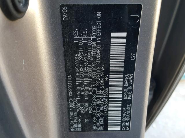 JTLKT324364115666 - 2006 TOYOTA SCION XB Boz foto 10