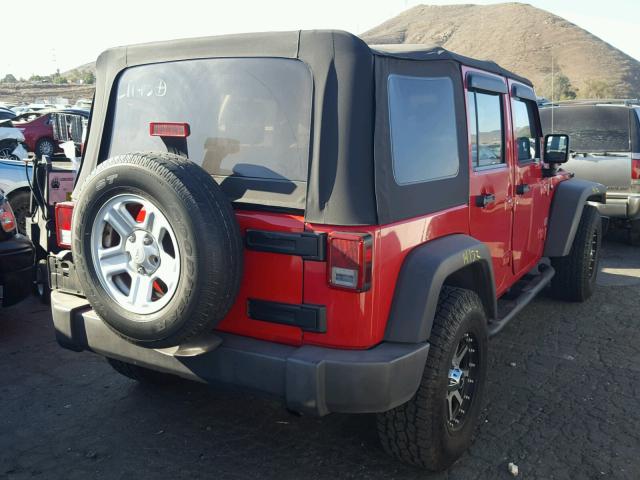 1J4GB39107L106831 - 2007 JEEP WRANGLER X RED photo 4