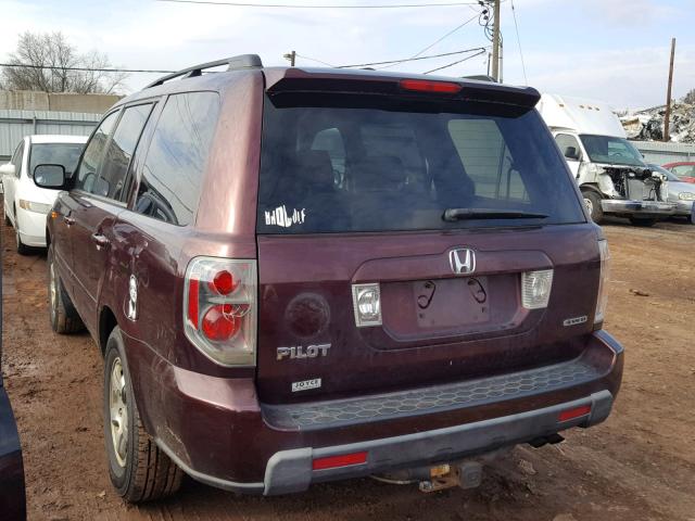 5FNYF18348B053030 - 2008 HONDA PILOT SE BURGUNDY photo 3