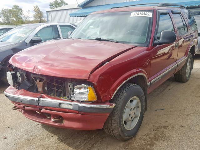 1GNDT13W4V2250410 - 1997 CHEVROLET BLAZER BURGUNDY photo 2