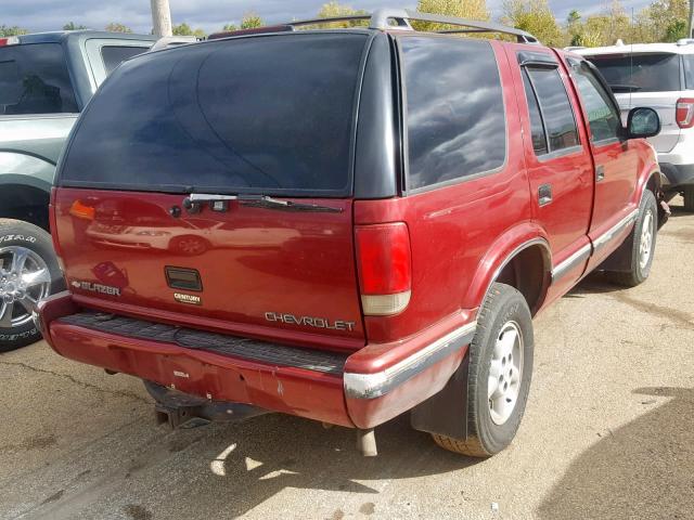 1GNDT13W4V2250410 - 1997 CHEVROLET BLAZER BURGUNDY photo 4