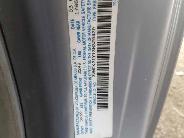 3VWCK21Y13M320420 - 2003 VOLKSWAGEN NEW BEETLE 银色 照片 10