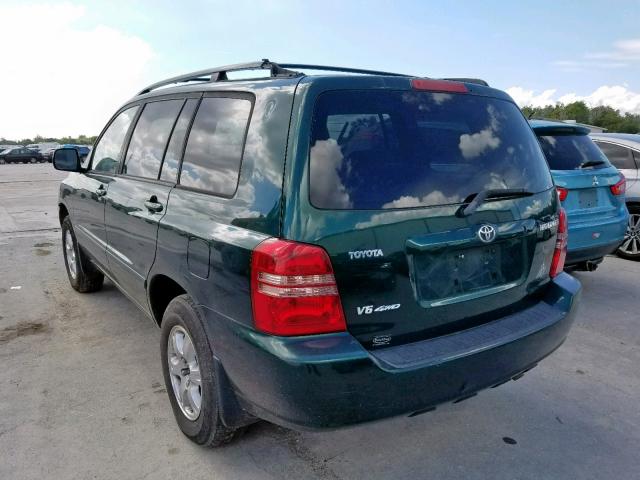 JTEHF21A830140527 - 2003 TOYOTA HIGHLANDER GREEN photo 3