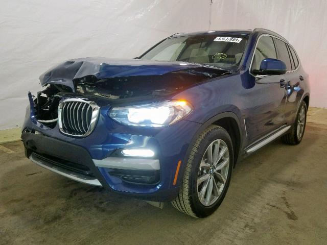 5UXTR9C54KLD98654 - 2019 BMW X3 XDRIVE3 BLUE photo 2