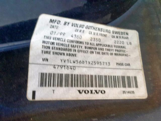 YV1LW56D1X2595713 - 1999 VOLVO V70 GLT BLUE photo 10