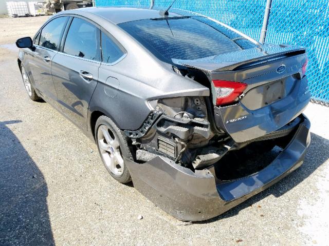 3FA6P0H96DR338197 - 2013 FORD FUSION SE GRAY photo 3