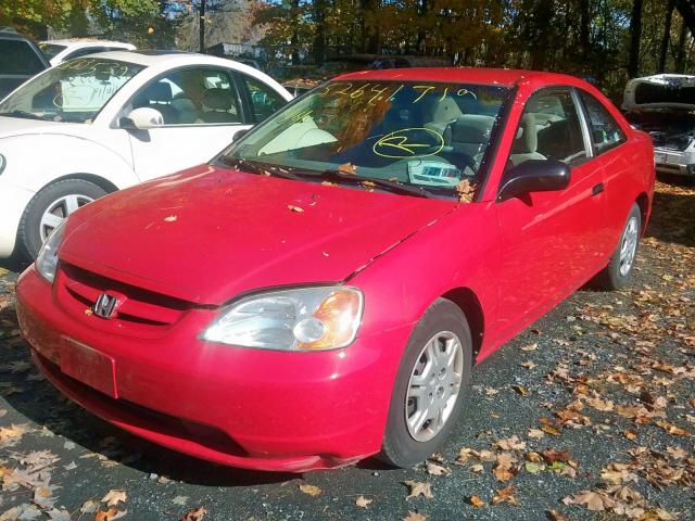 1HGEM22511L036053 - 2001 HONDA CIVIC LX RED photo 2