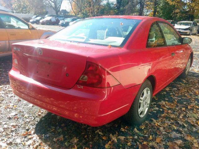 1HGEM22511L036053 - 2001 HONDA CIVIC LX RED photo 4