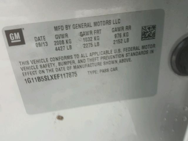 1G11B5SLXEF117875 - 2014 CHEVROLET MALIBU LS 银色 照片 10