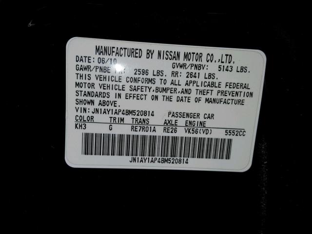 JN1AY1AP4BM520814 - 2011 INFINITI M56 BLACK photo 10